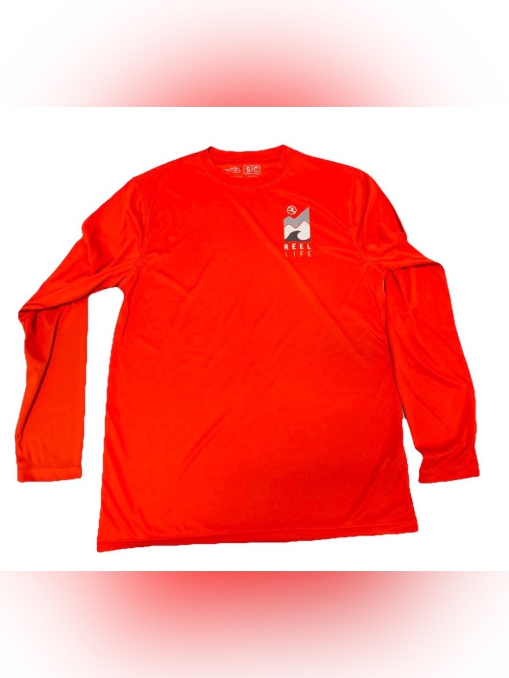 Reel Life Performance Long Sleeve Neon Orange Fishing Shirt Men’s Small